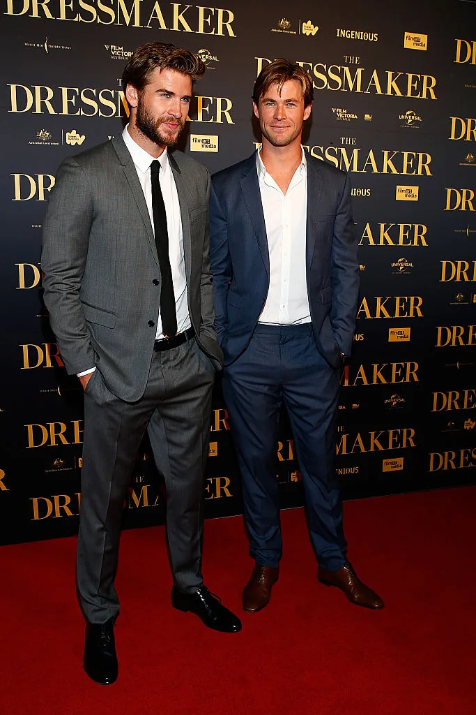 Liam and Chris Hemsworth at the Australian premiere of 'The Dressmaker'