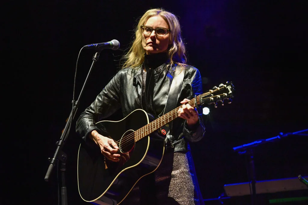 Aimee Mann performing on stage at the Red Rocks Amphitheatre