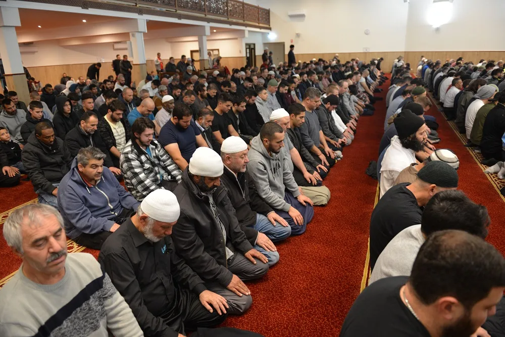 Muslims pray in a mosque In Melbourne.