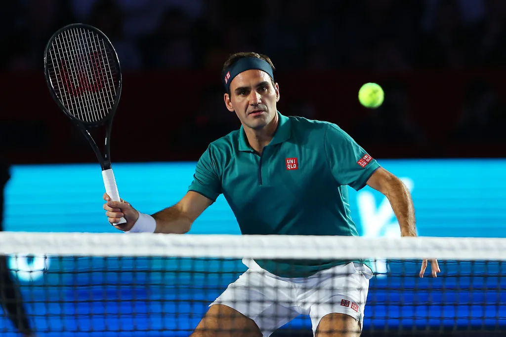 Roger Federer during a match at the 'Roger Federer v Alexander Zverev' match in Switzerland