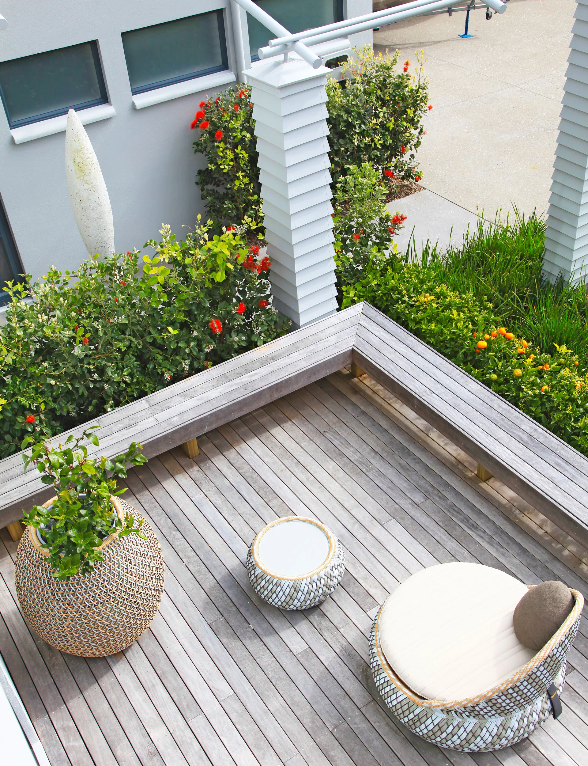 Outdoor decking area with chairs