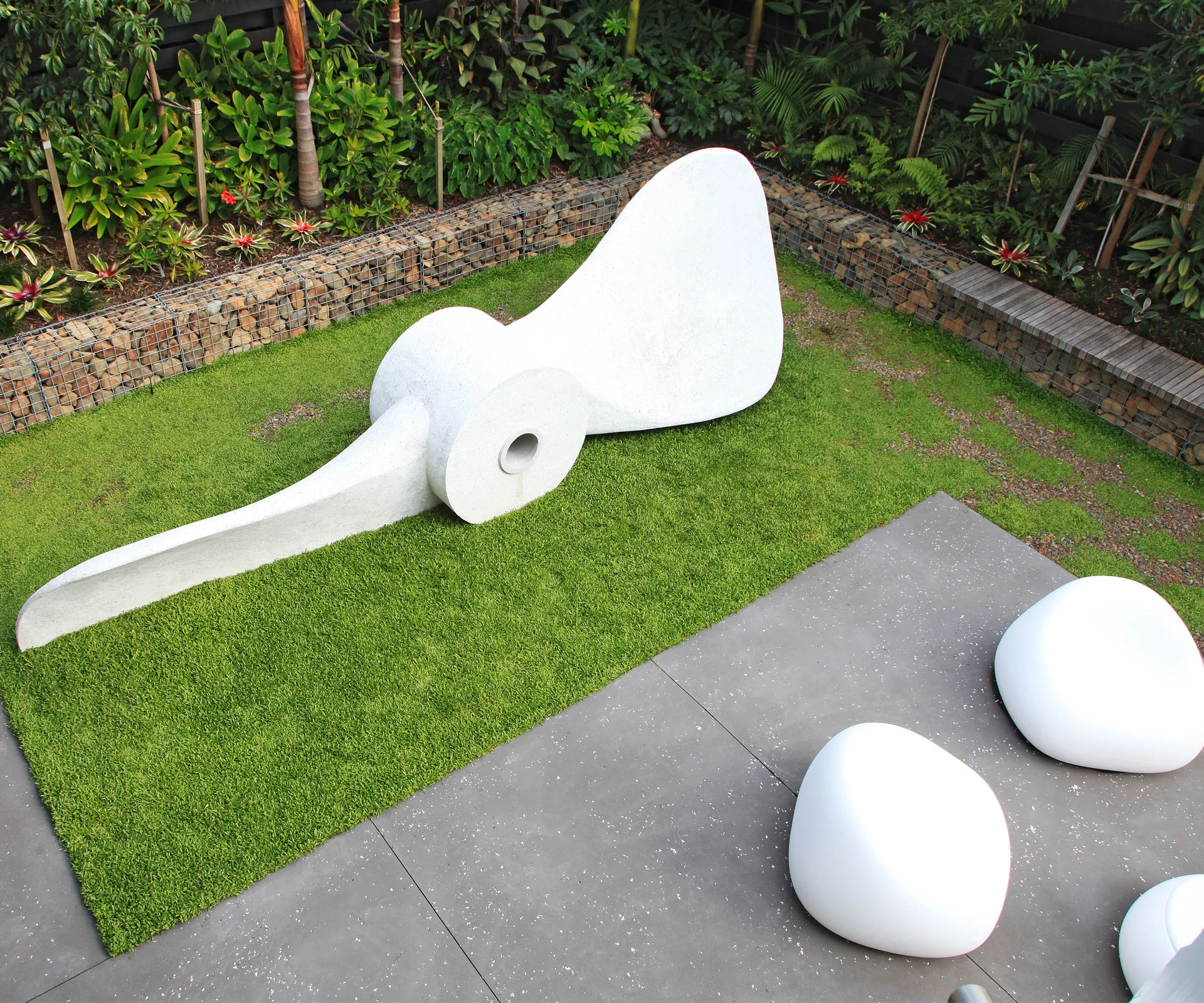 Sculpture garden propeller and rocks