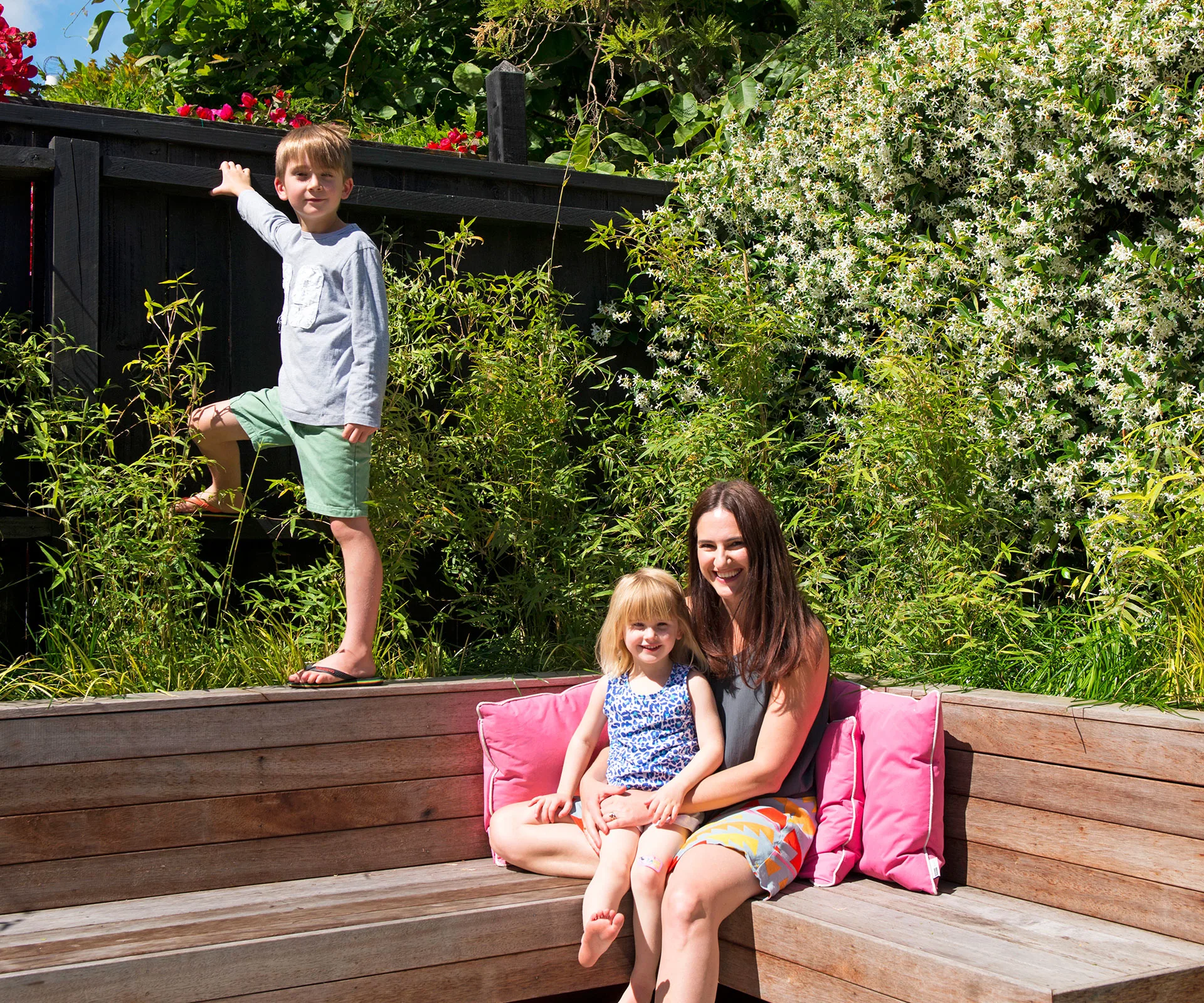 Claire and the children love to sit and read in the courtyard.
