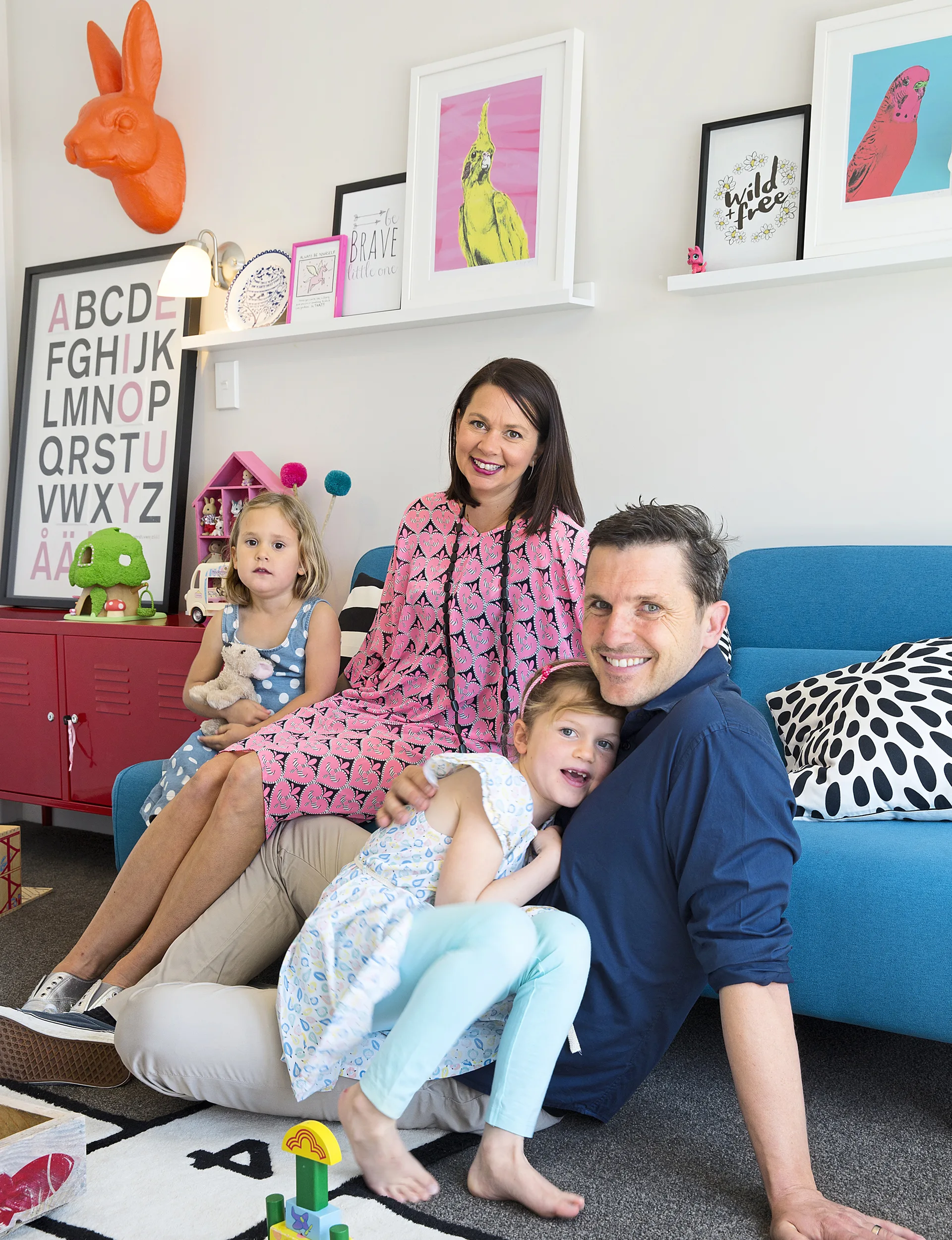 With an interior designer in the house, you can be guaranteed of some quirky details, such as the pink painted triangle in Annabelle’s room. 