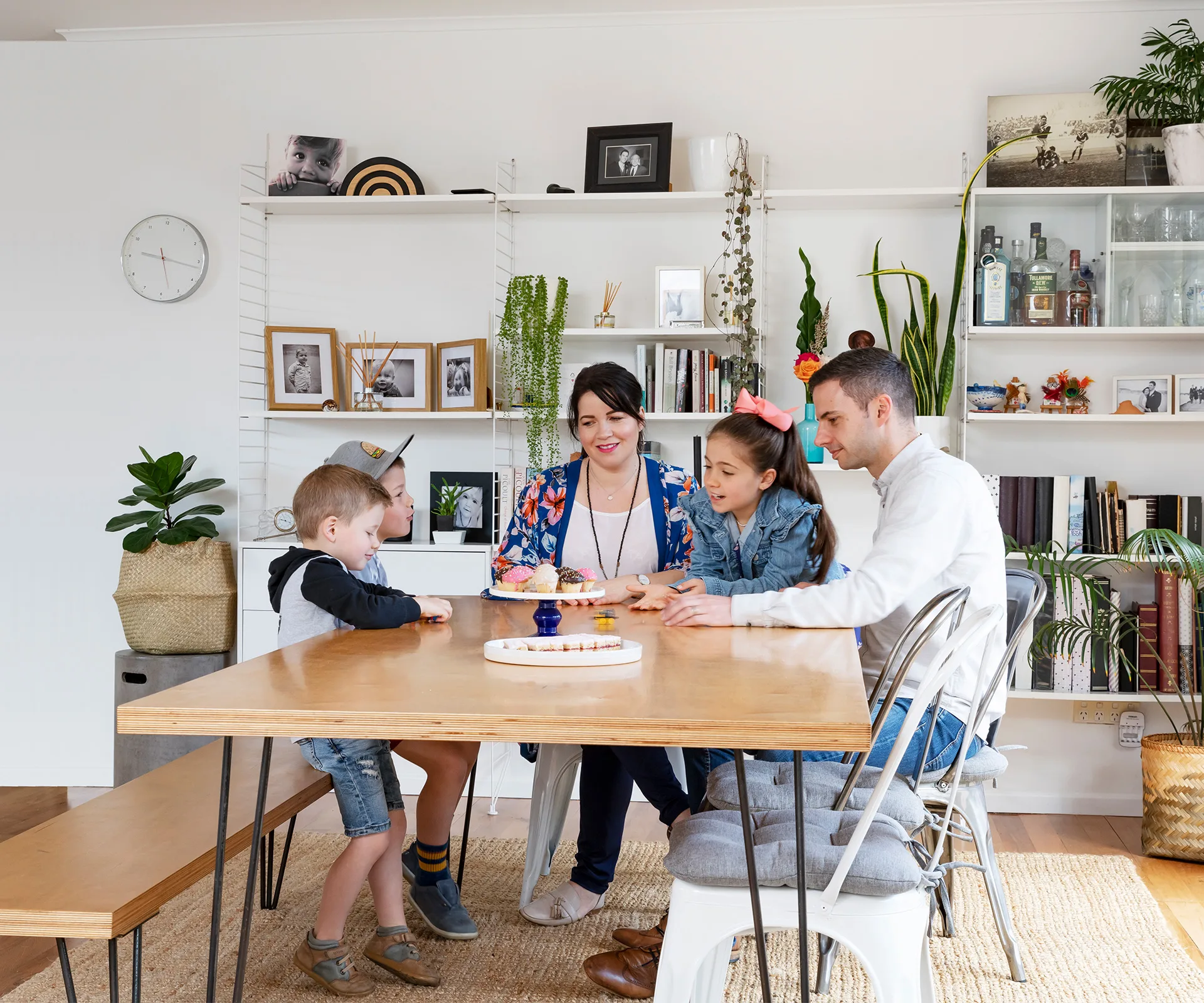 renovation, family dining room, open bookshelf
