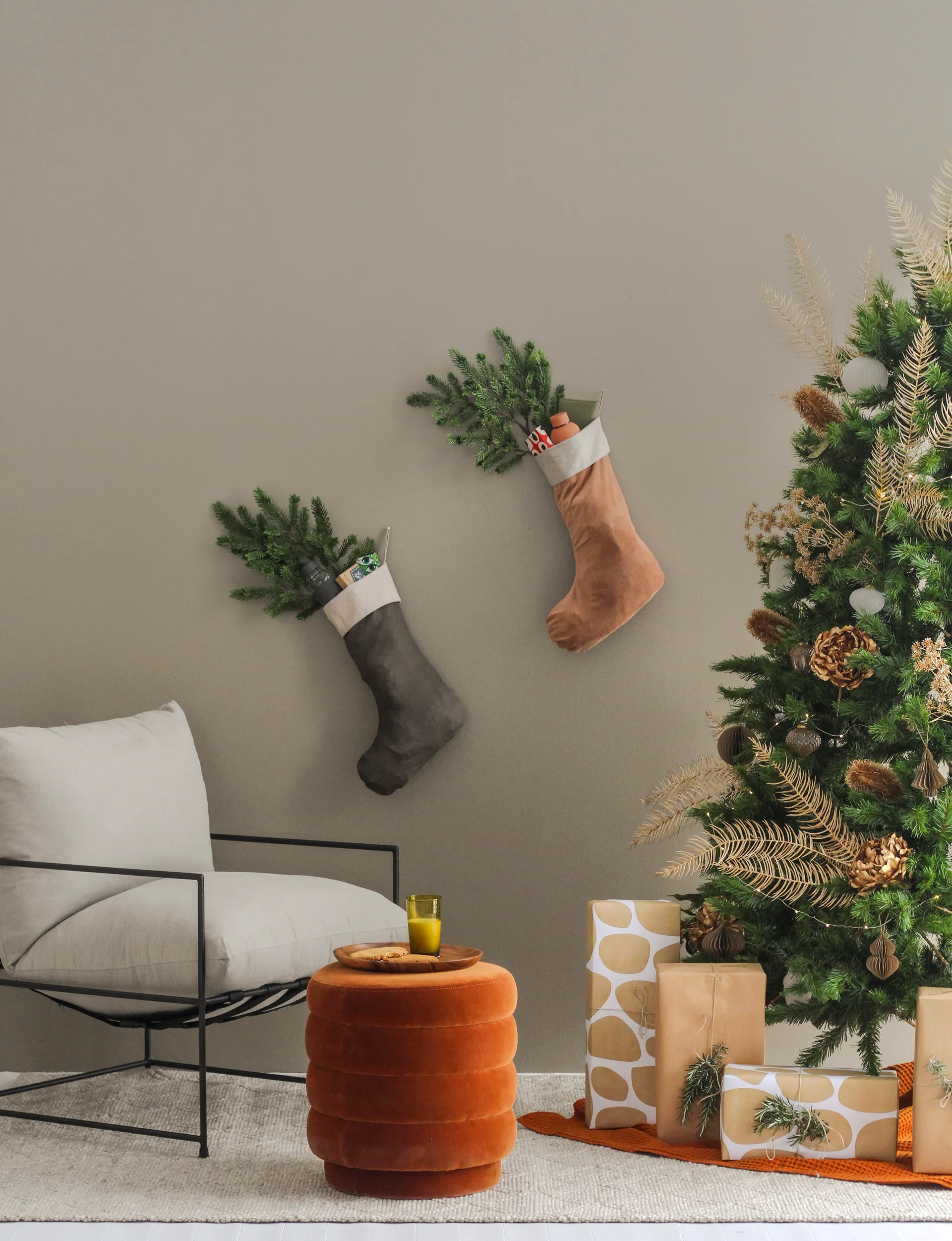 orange and gold Christmas decorations