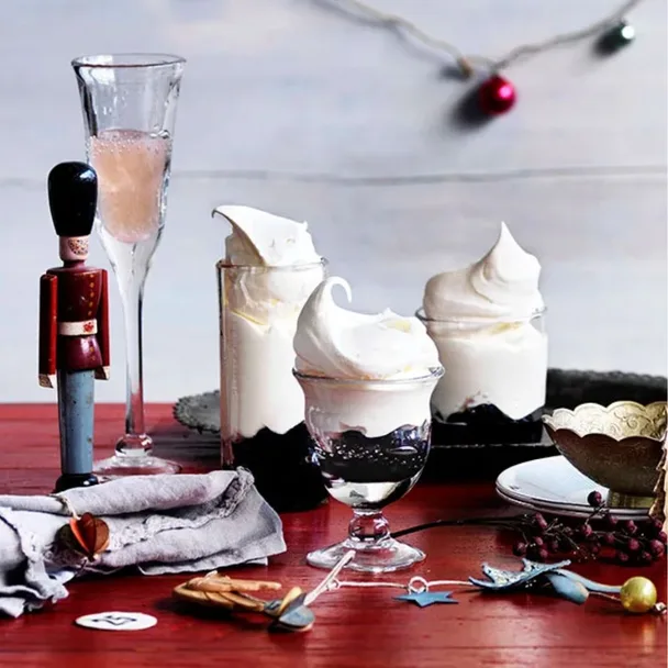 Blueberry upside-down pavlovas