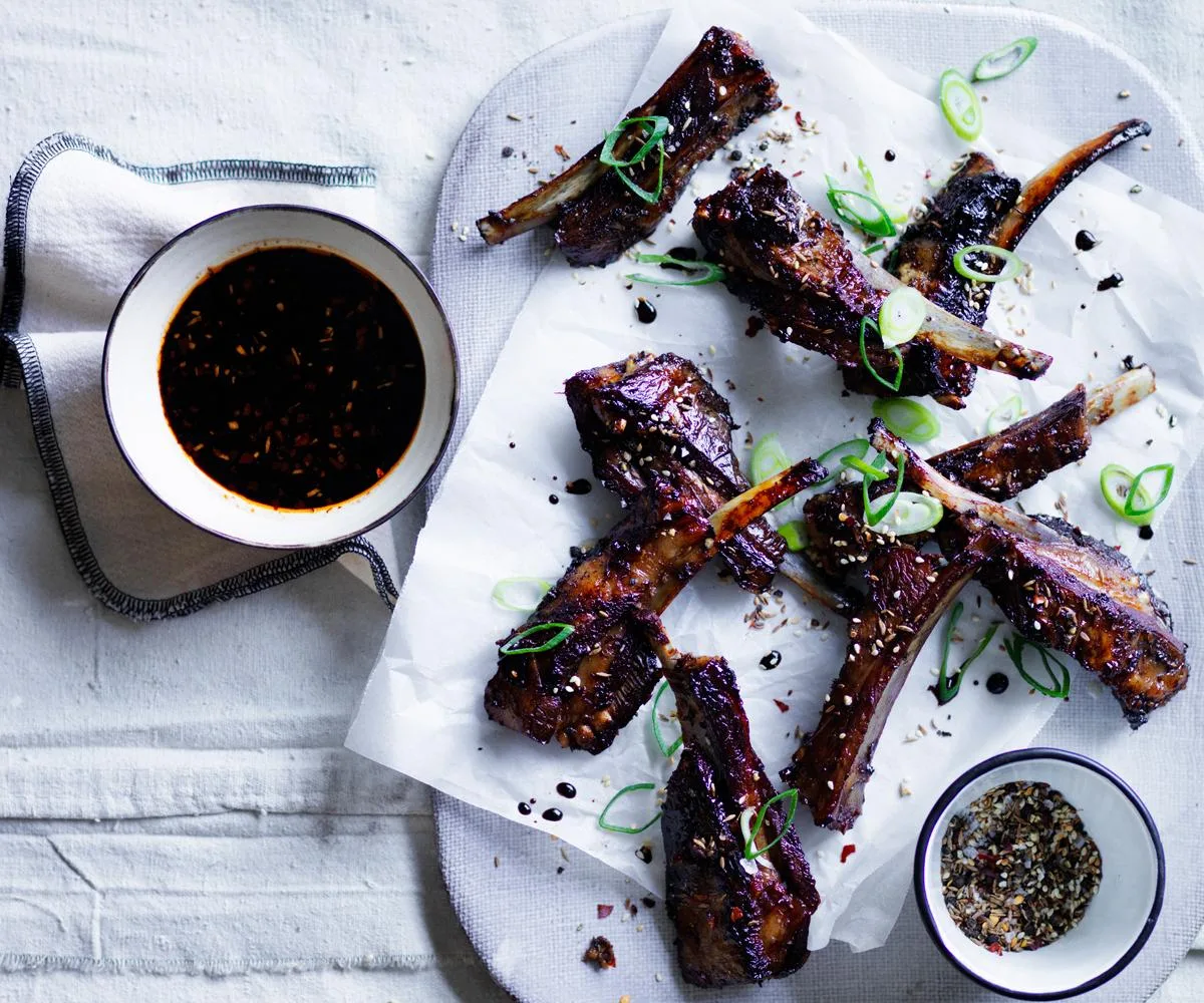 Sticky lamb ribs with chilli-vinegar