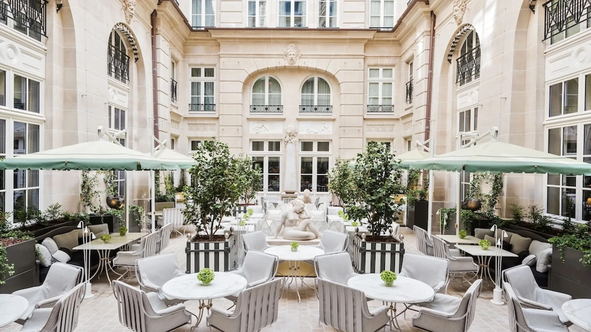 The courtyard at the Hotel De Crillon in Paris.