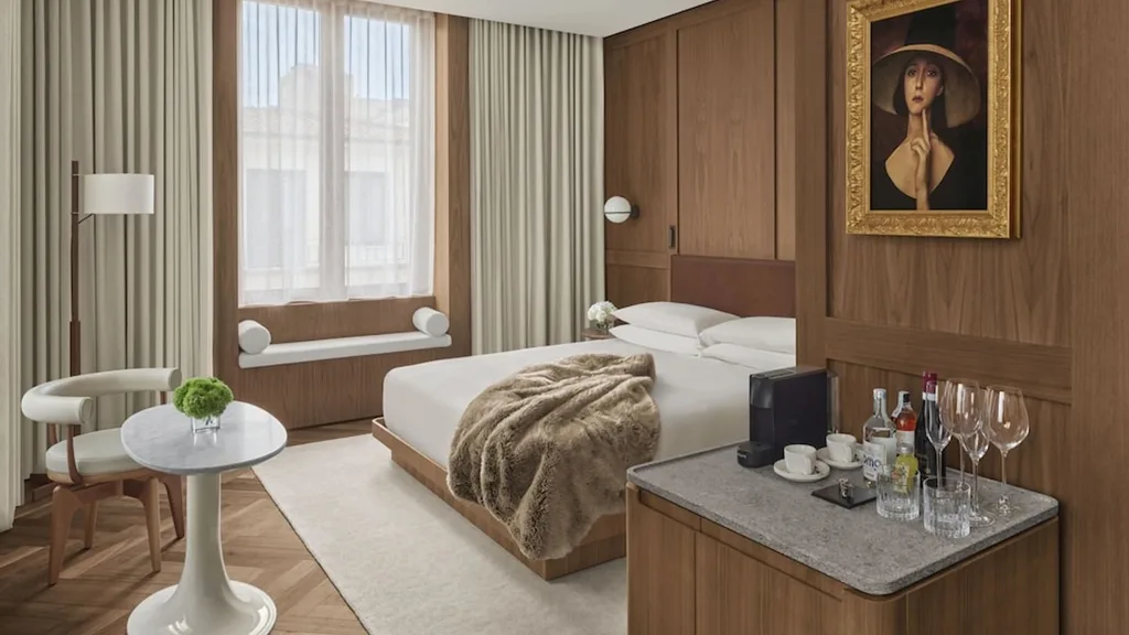 A beautifully decorated room at The Rome EDITION hotel.