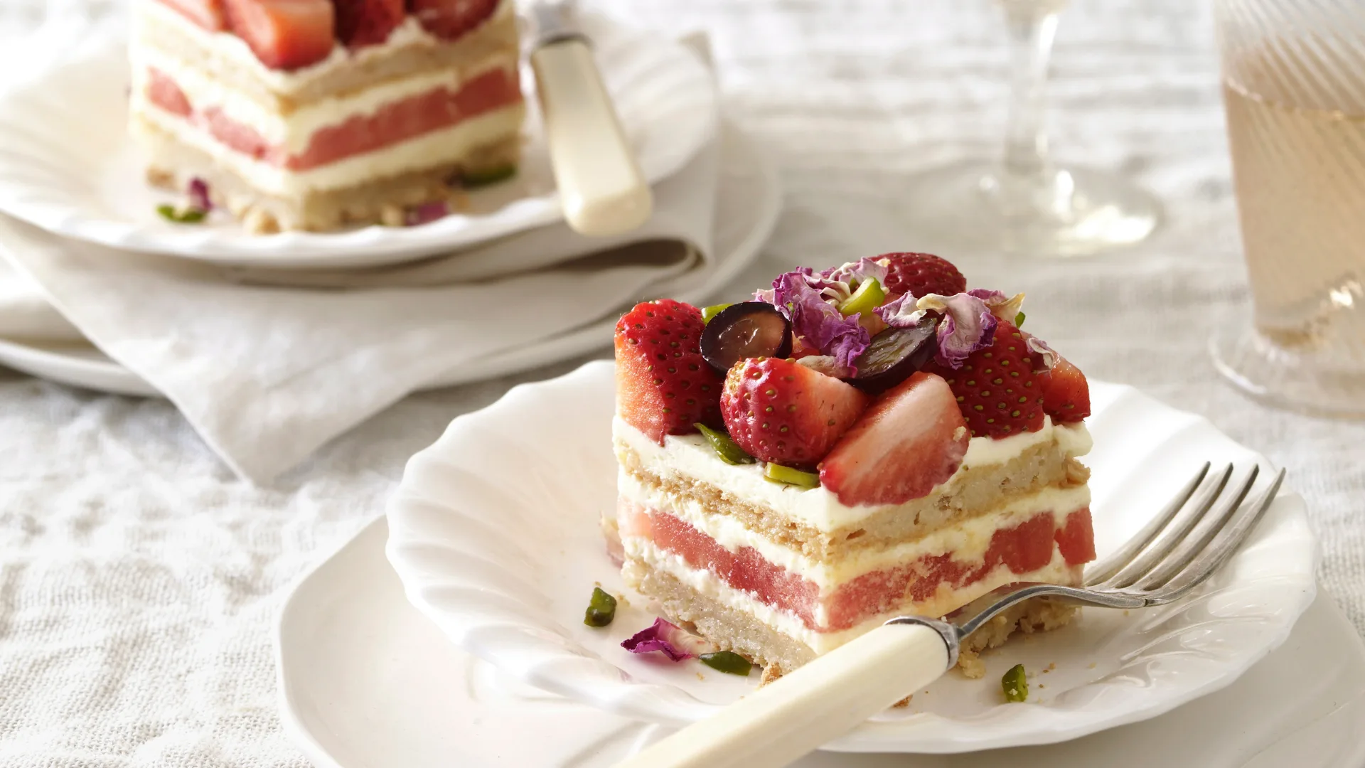 Black Star Pastry strawberry watermelon cake in slices.