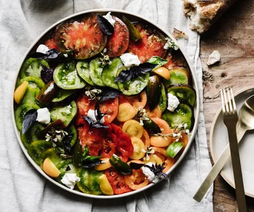 Alla Wolf-Tasker’s heirloom tomato and house-made ricotta salad