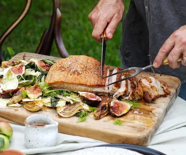 Sean Moran’s pork belly roasted with fennel, radicchio and figs