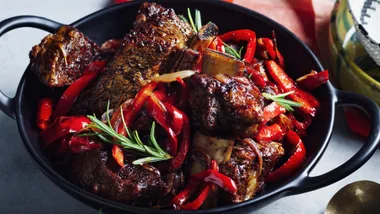 Saba Alemayoh’s derek tibs (Ethiopian beef short ribs with capsicum)