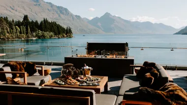 Penthouse balcony view at Eichardt's Private Hotel in Queenstown, New Zealand