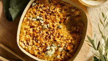 Enrico Tomelleri’s risotto with pumpkin, Gorgonzola and brown butter