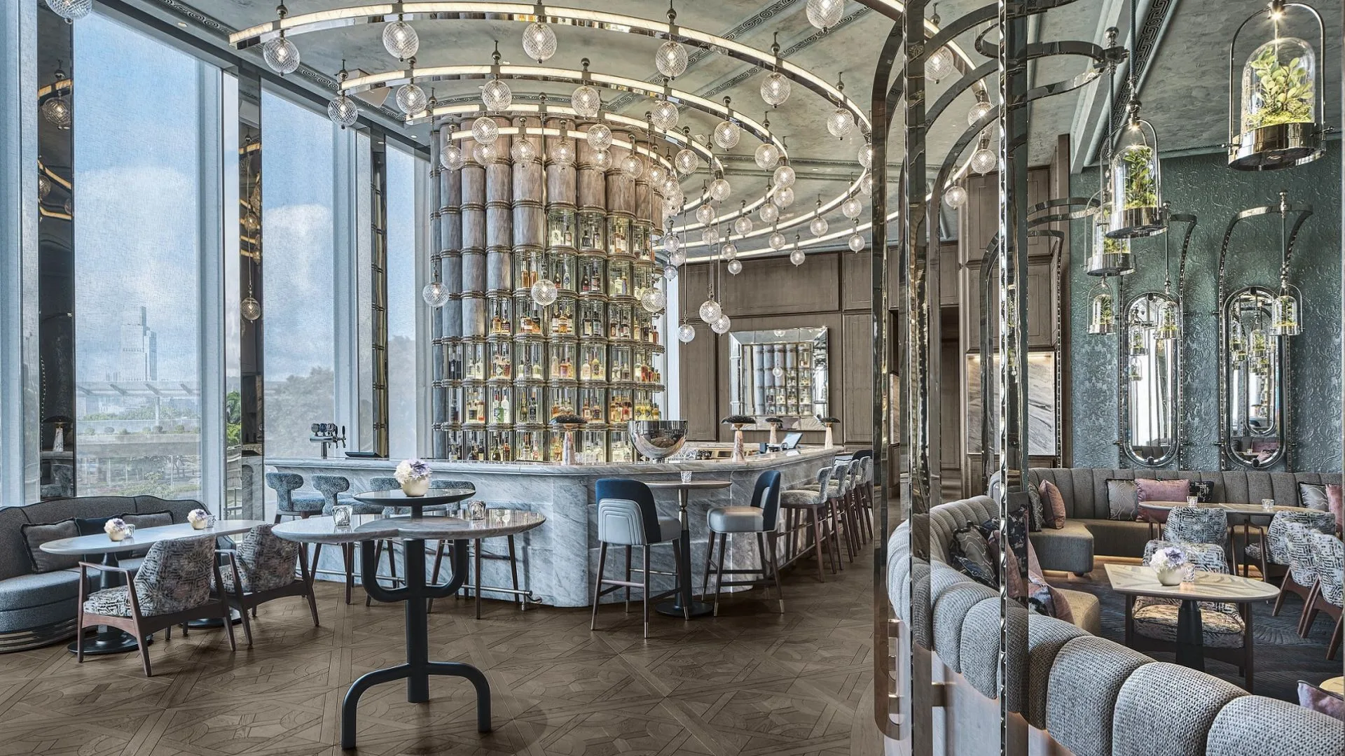 The decadent Argo cocktail lounge at Four Season Hong Kong.