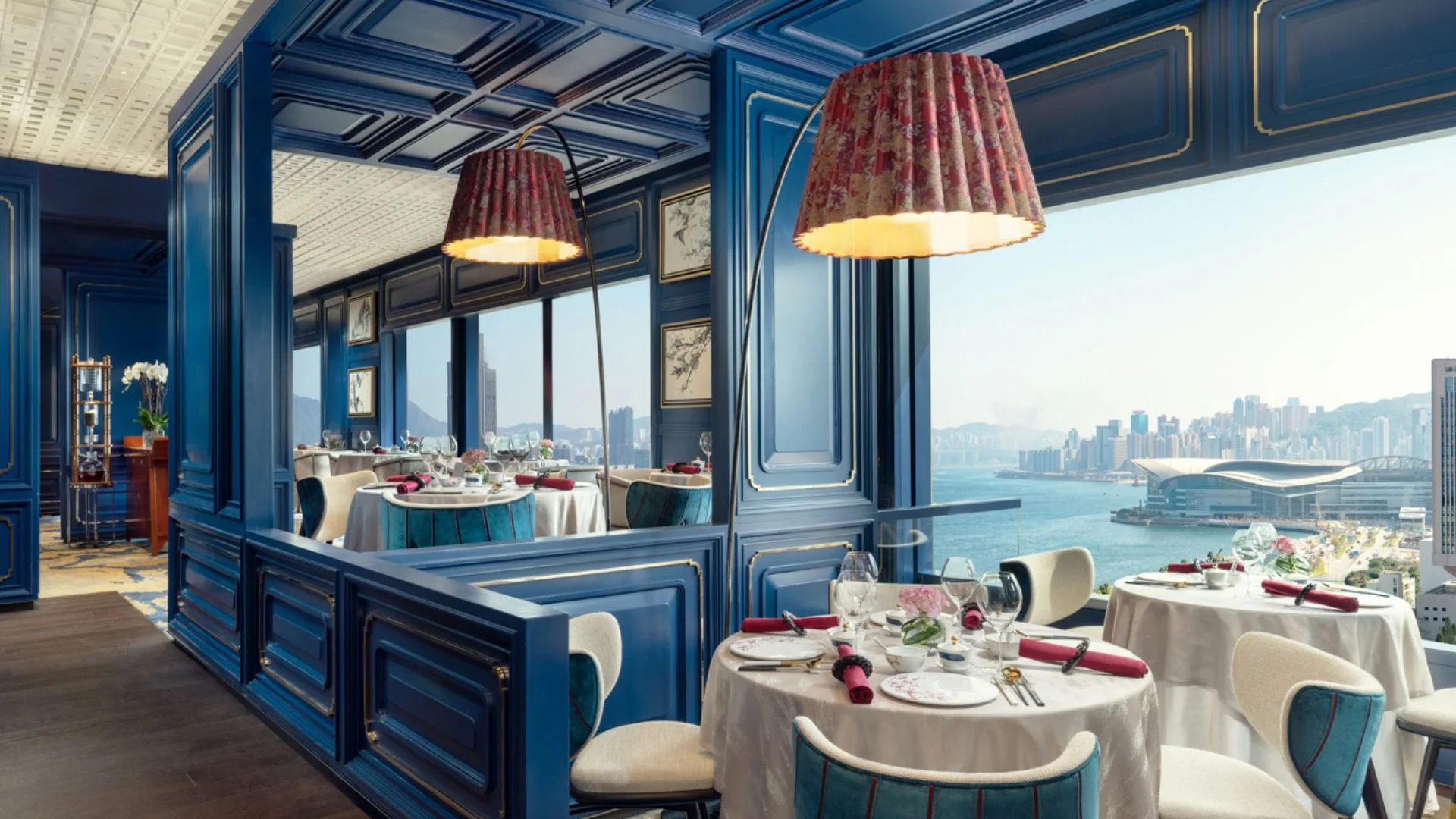 The dining room at Man Wah at the Mandarin Oriental.