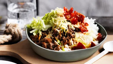 Beef mince rice bowl