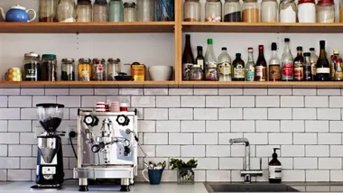 espresso machine on a shelf