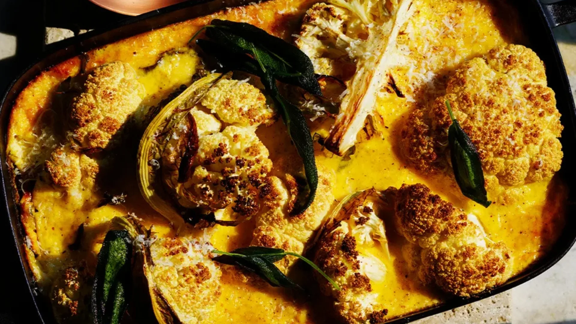 Baked Cauliflower with Bûche D’Affinois cheese custard