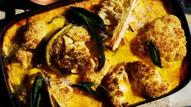 Baked Cauliflower with Bûche D’Affinois cheese custard
