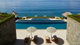 Tiered pool at Amankila Bali resort, one of the best Bali resorts for luxury