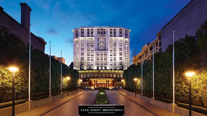 The exterior and driveway of the Park Hyatt one of the best Melbourne hotels
