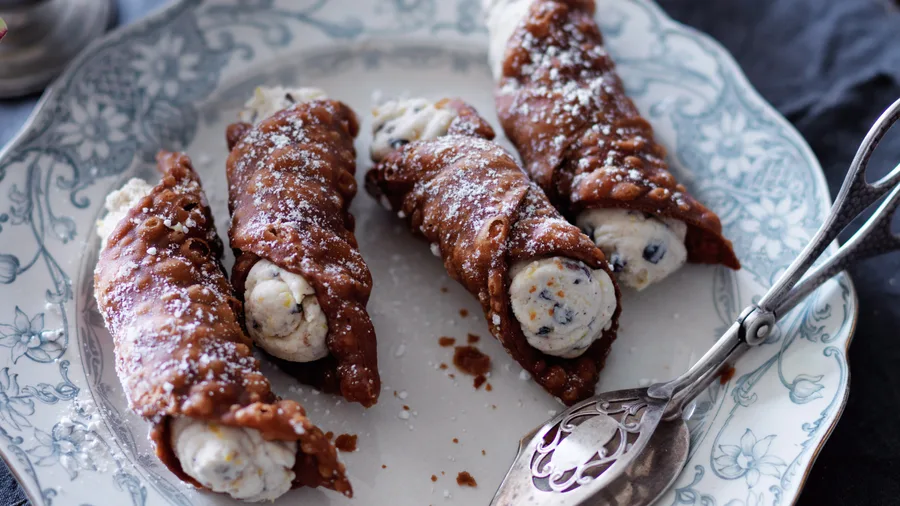 Easter desserts version of hot cross buns by Dan Pepperell: hot cross cannoli.