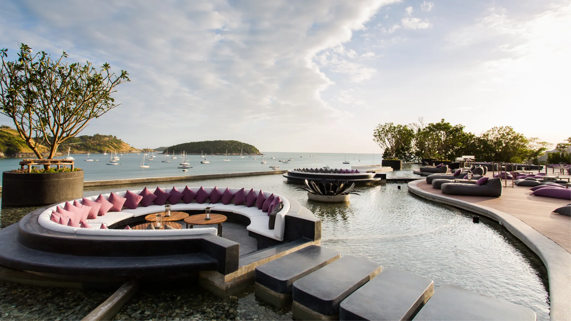 Alfresco bar right on the water at Nai Harn resort