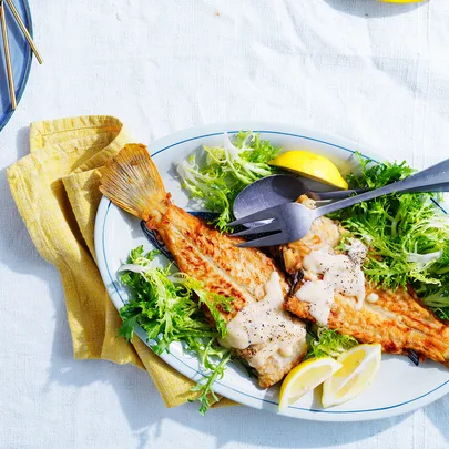 Flounder with avgolemono sauce