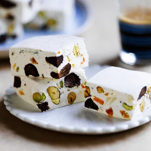 White chocolate and rosemary nougat