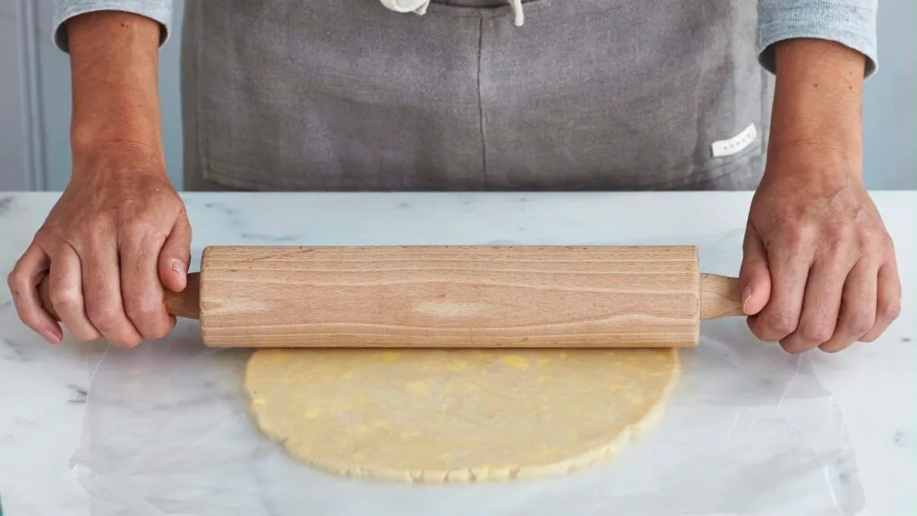 Apple pie pastry can be sticky, so rolling it between two sheets of Go-Between or a similar non-stick product makes it easier.