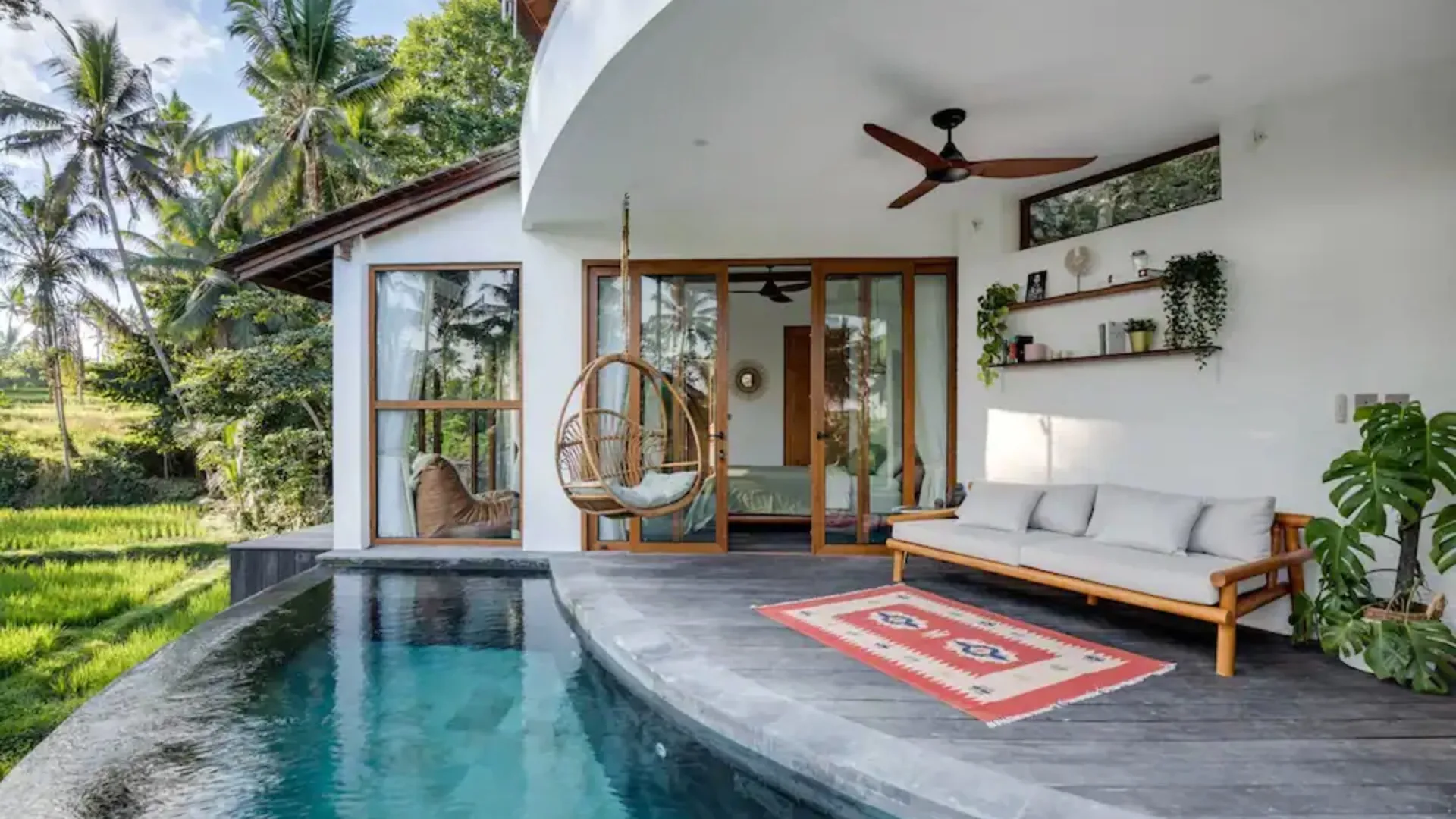 Look Out Across Beautiful Rice Fields From Love Ashram Villa, an Airbnb in Bali