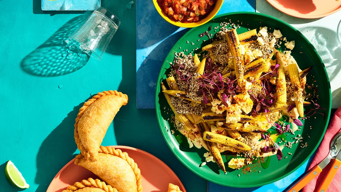 Mexican corn recipe with puffed amaranth and chipotle mayo- Gourmet Traveller
