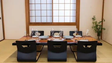 The traditional tatami dining room at Airbnb Tokyo