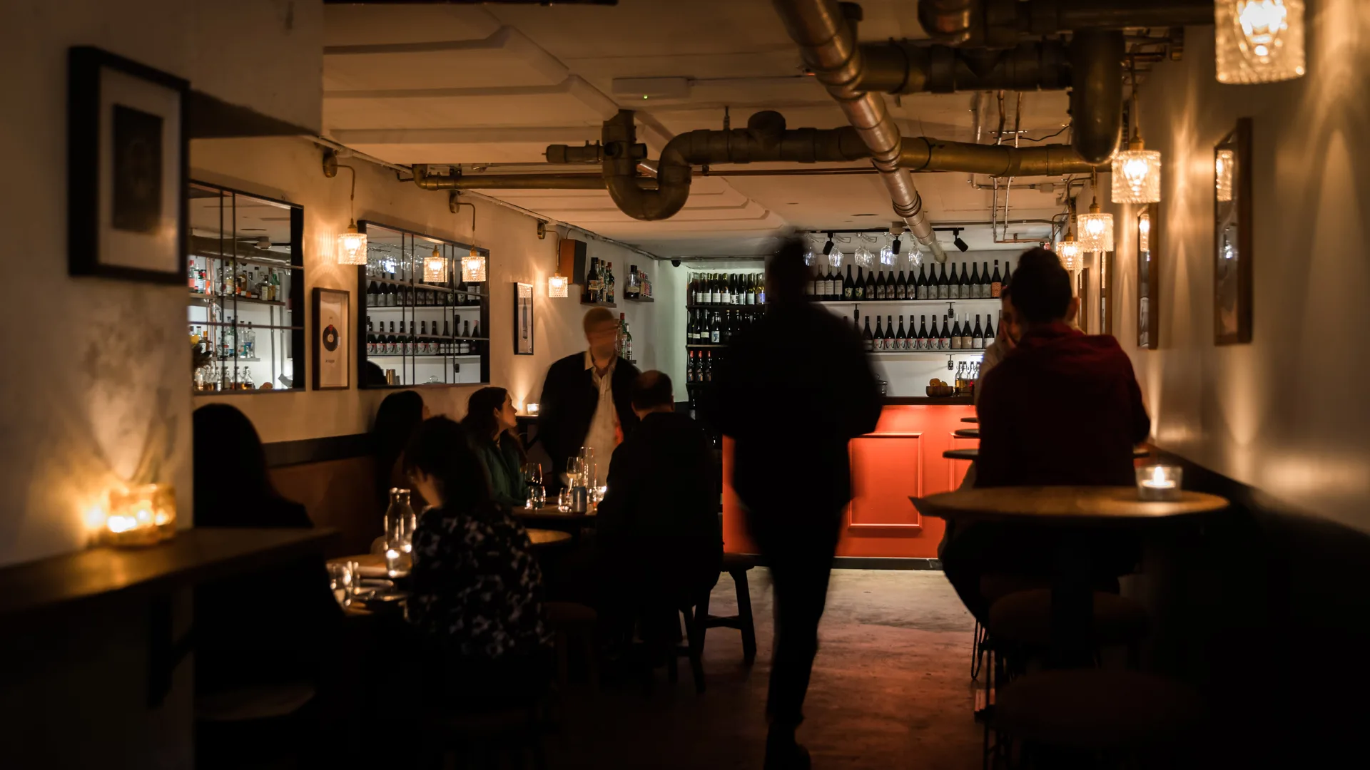 Wine Bar of the Year finalist 11e Cave - dimly lit bar