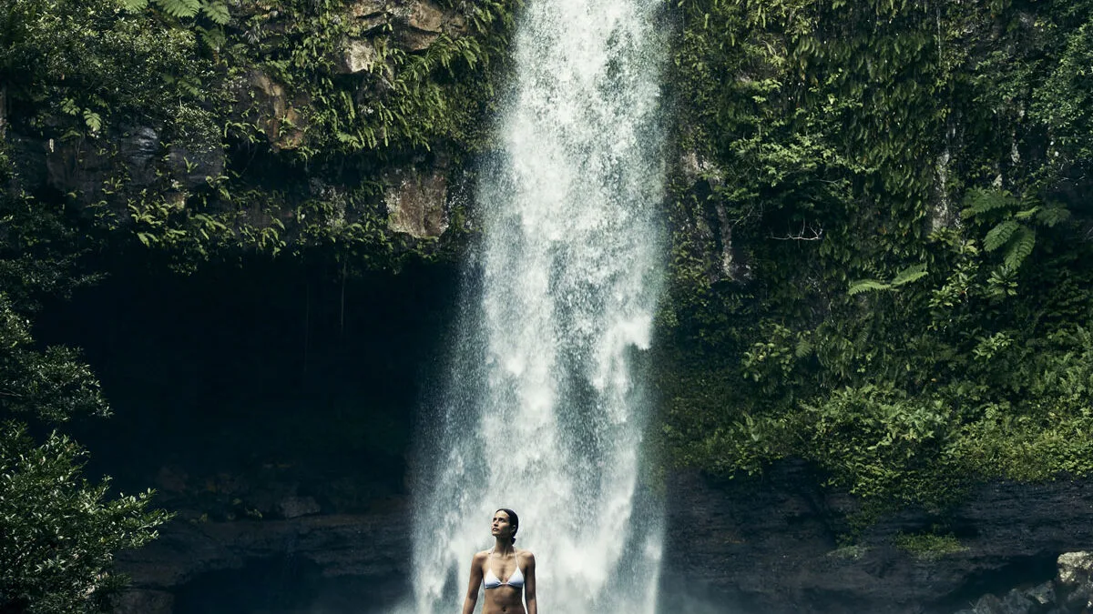 A waterfall on Tavenuni Island, a luxury Fiji accommodation spot