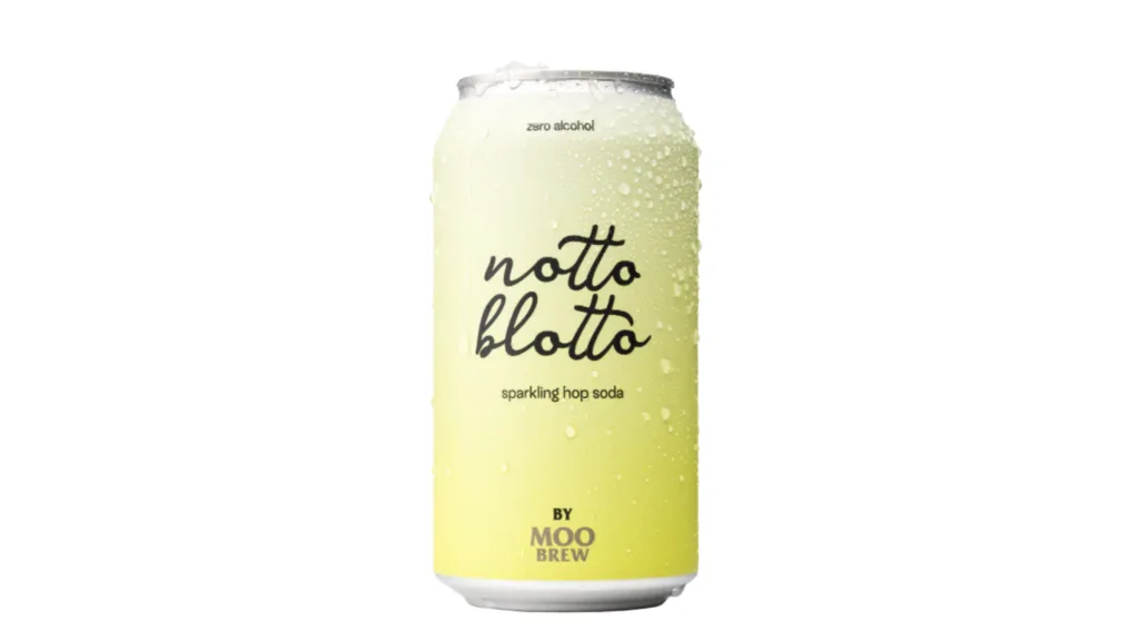 A can of Moo Brew Notto Blotto, Sparkling Hop Soda (zero alcohol) 