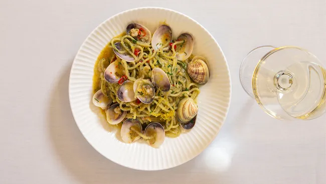 Spaghetti and clams at Gibney, the best restaurant in WA