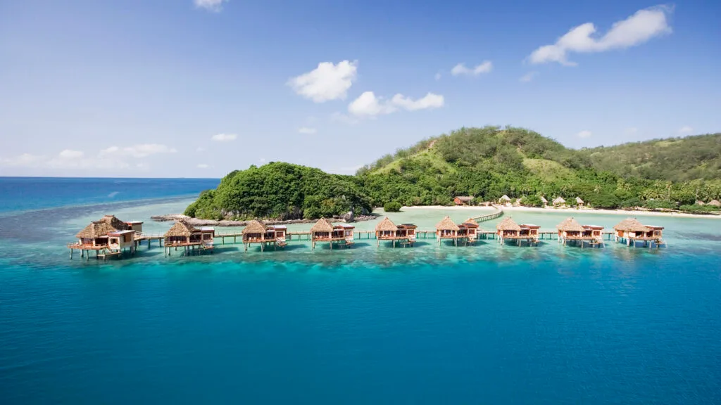 Overwater bungalows at Likuliku Lagoon Resort