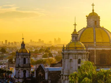 view of Mexico city at sunset