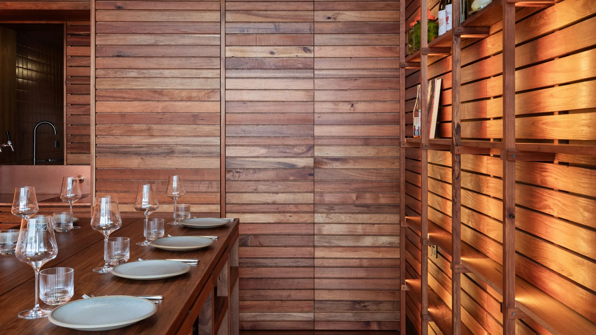 Timber dining room at Scholé.