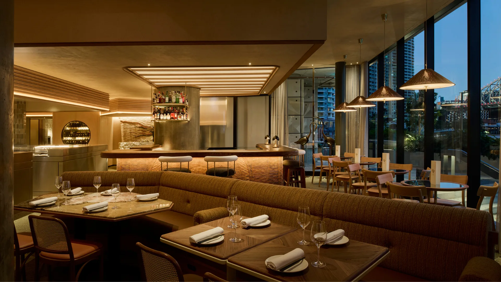 Chic light toned interiors at Andrew McConnell's Supernormal Brisbane restaurant