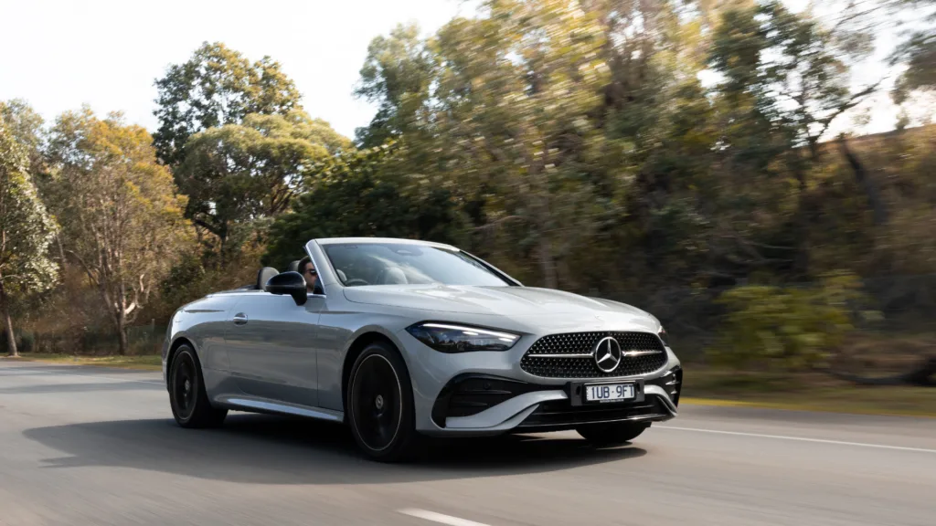 A Mercedes-Benz CLE Cabriolet on the road