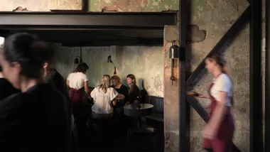 A candid photo of Agnes in Fortitude Valley, Brisbane. The picture shows diners and waitresses moving about.