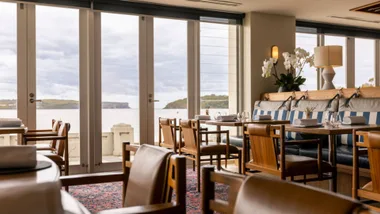 Coastal furnishings at Bathers' Pavilion Restaurant in Balmoral, Sydney.