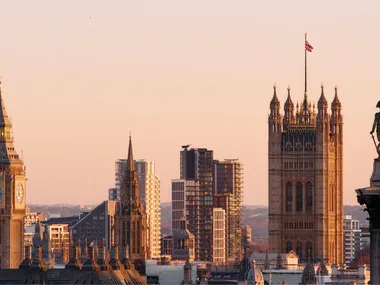 london skyline at sunset