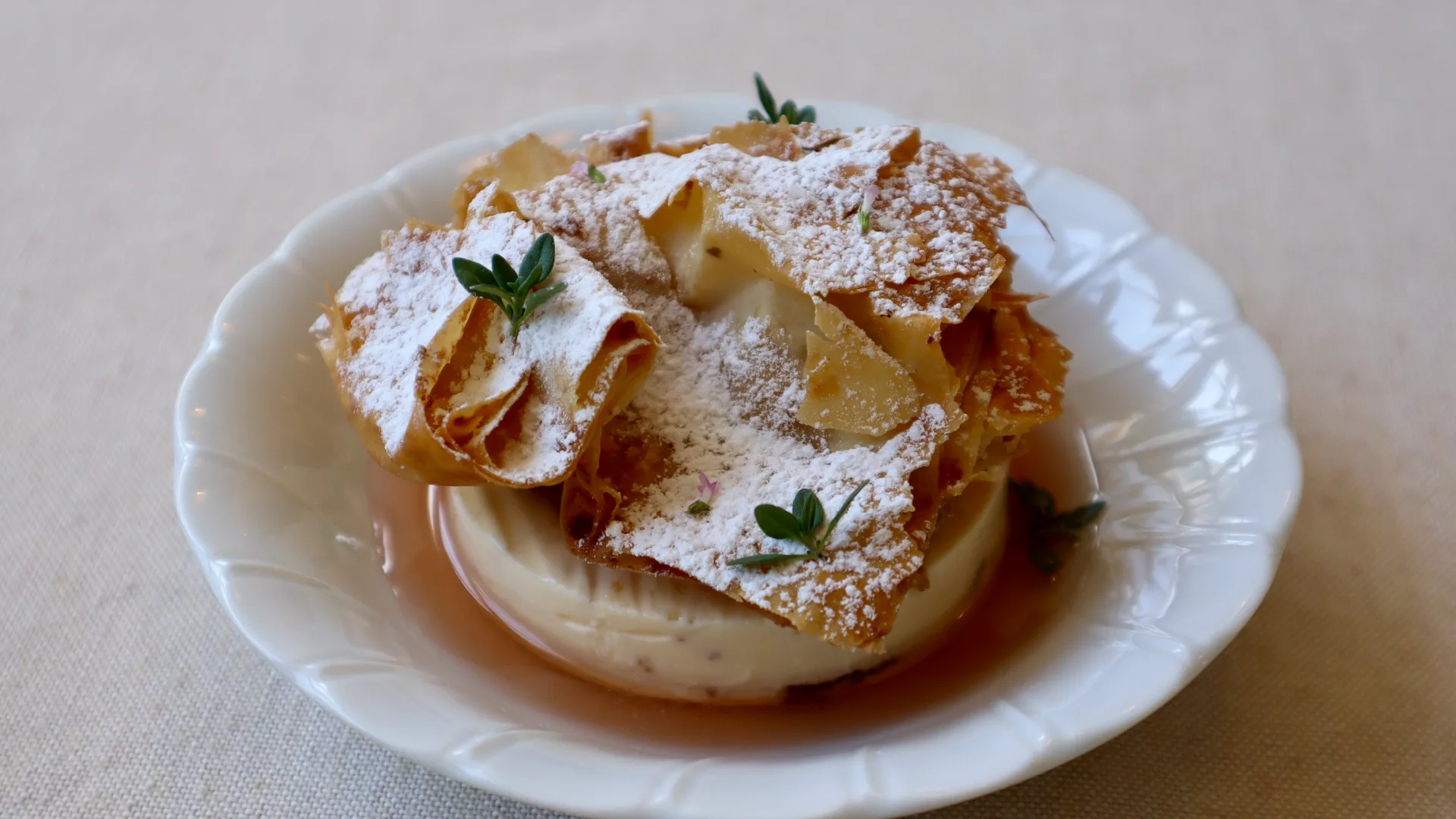 A dessert with fig, yoghurt and pastry at Barossa Valley restaurant Staguni.