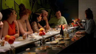 The 10-seat counter welcomes diners in for an intimate experience.